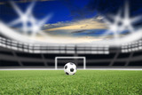 Fototapeta Sport - soccer ball on the football field in stadium at night