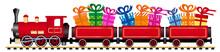 Red Steam Locomotive With Gifts