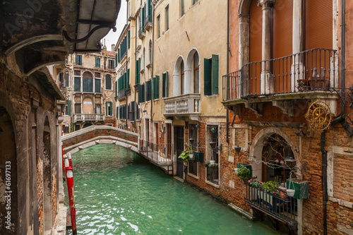 Scenic canal with gondola, Venice, Italy © lenagi