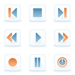 Wall Mural - Media player web icons, white glossy buttons