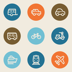 Wall Mural - Transport web icons, color circle buttons