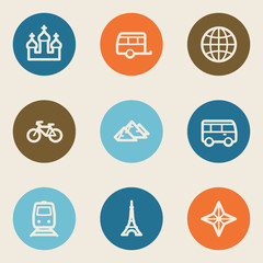 Canvas Print - Travel web icon set 2, color circle buttons