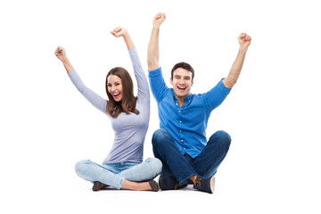 Poster - Young couple clenching fists