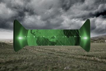 Poster - Composite image of green earth on abstract screen