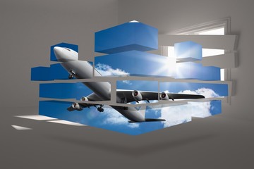 Poster - Composite image of airplane on abstract screen