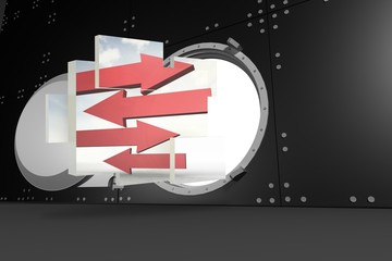 Poster - Composite image of arrows on abstract screen