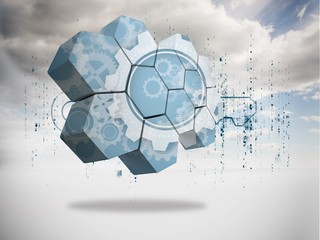 Poster - Composite image of cogs and wheels on abstract screen