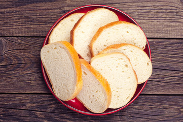 Plate with slices white bread