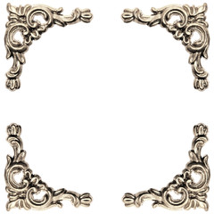 Wall Mural - silver colored elements of baroque carved frame