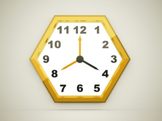 Wall Mural - Yellow hexagonal clock