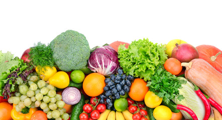 Sticker - fresh fruits and vegetables on white