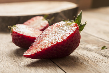 strawberry on wooden background