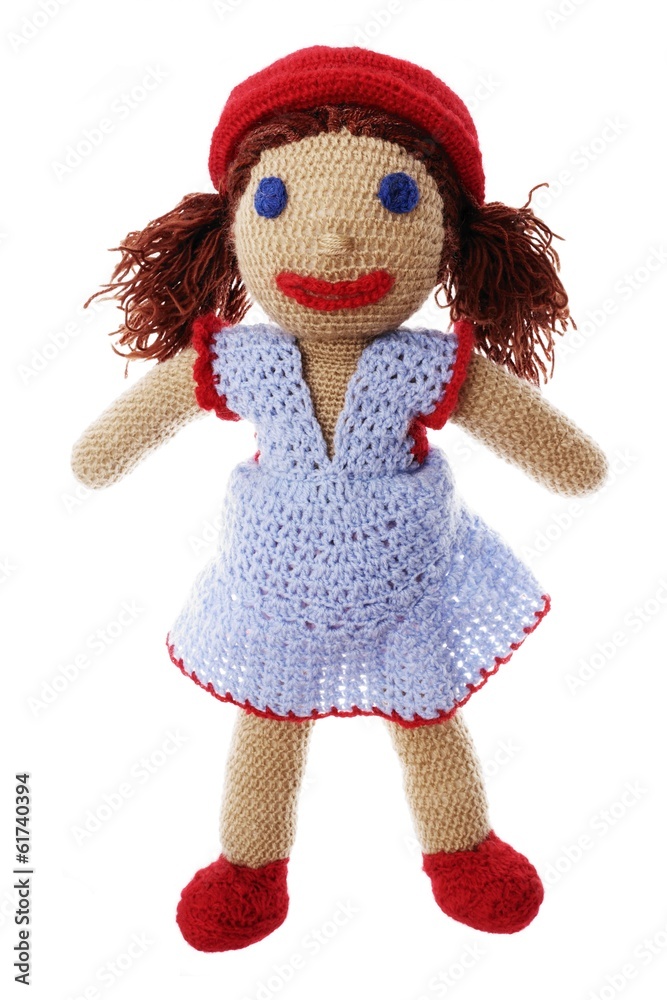 Handmade doll made with crochet-hook - obrazy, fototapety, plakaty 