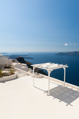 Poster - Terrace with Sunshade on Santorini Greece