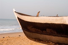 Front View Of A Wooden Fishing Boat