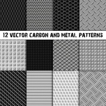 Set Of 12 Carbon And Metal Seamless Pattern