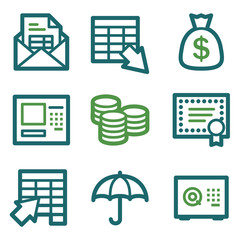 Sticker - Banking web icons, green line set