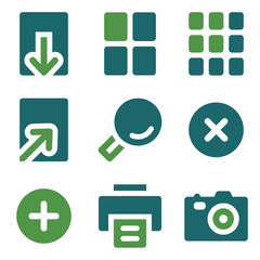 Canvas Print - Image viewer web icons, green mix set