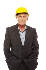 Wall Mural - Senior man engineer wearing protective helmet