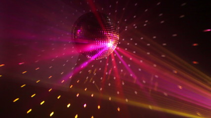 Wall Mural - Rotating disco ball with multicolor lights, loop-ready, HD 1080p