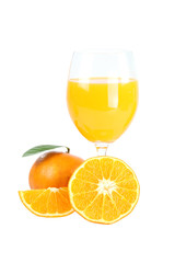 Wall Mural - Mandarin oranges and glass isolated.