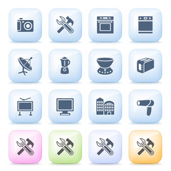 Sticker - Home appliances icons on color buttons.