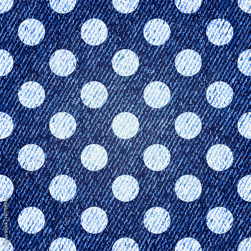 Cotton fabric Jeans retro seamless polka-dot background. Vector