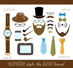 Wall Mural - Hipster Accessory Icons Set