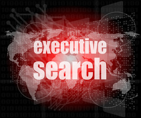 Poster - executive search word on digital screen, control interface