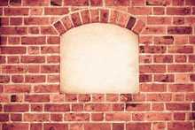 Old Arch Arc Niche With Copy Space In Brick Wall Background