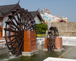 twin water turbine  in a Chinese village
