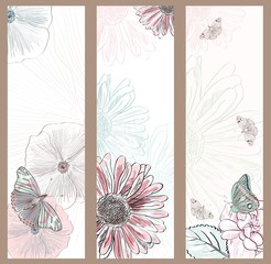 Wall Mural - Vector collection of realistic painted floral banners