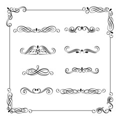 Wall Mural - Vintage vector frame, border, divider, corner