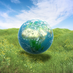 earth in a green field of grass