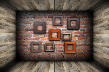 Wall Mural - empty room with frames on wall