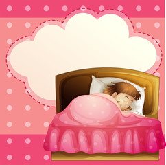 Sticker - A girl sleeping in her bedroom soundly with an empty callout