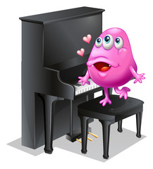 Poster - A monster playing with the piano