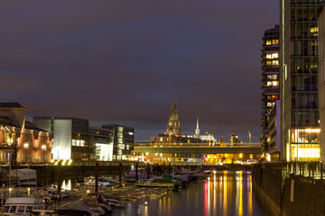 Canvas Print - cologne rheinauhafen at night