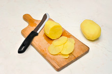 Sliced, Peeled Raw Potatoes