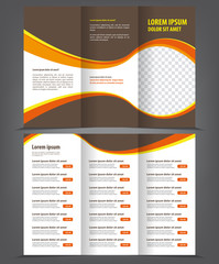 Trifold business brochure print template brown design