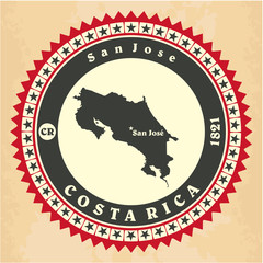 Canvas Print - Vintage label-sticker cards of Costa Rica.