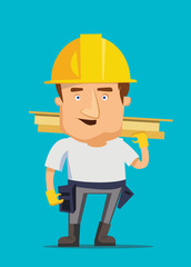 Strong construction worker on a real estate vector illustration