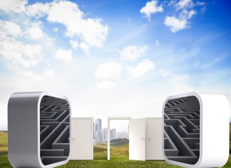 Poster - Composite image of maze on abstract screen