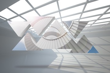 Poster - Composite image of winding staircase on abstract screen