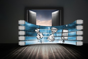 Poster - Composite image of time and profit concept on abstract screen