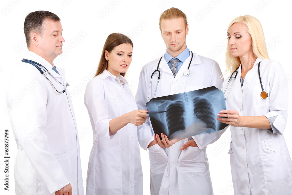 Medical workers isolated on white