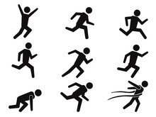 Runner Stick Figure Icons Set