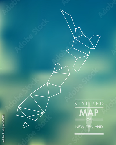 Fotografía Stylized map of New Zealand