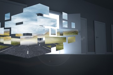Poster - Composite image of open road on abstract screen