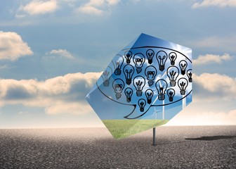 Poster - Composite image of light bulbs in speech bubble on abstract